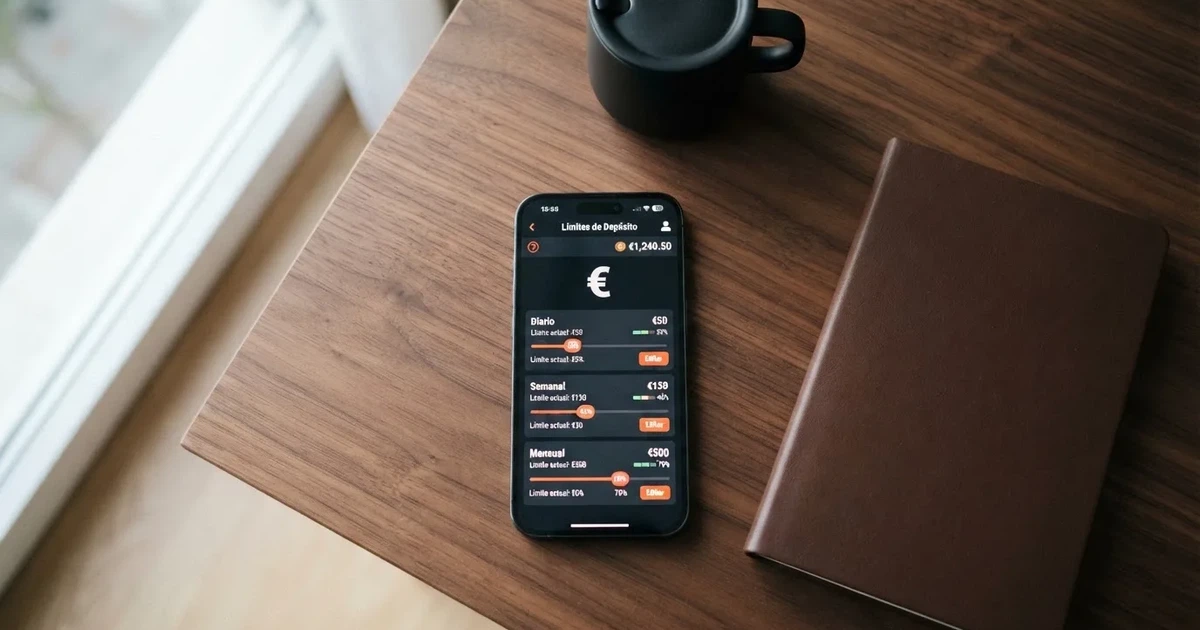 Pantalla de un casino online con licencia española mostrando el panel de control de límites de depósito