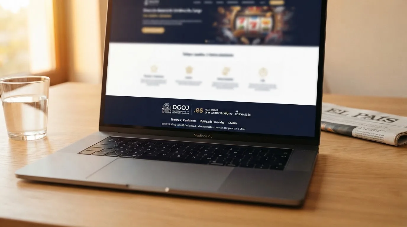 Sello o distintivo de la Dirección General de Ordenación del Juego visible en el pie de página de un casino online con dominio .es