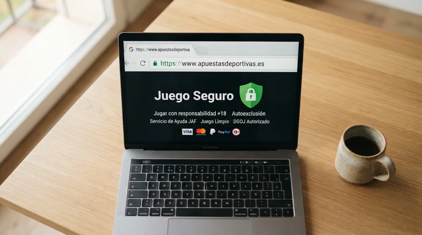 Pie de página de un casino online español con el sello de licencia de la DGOJ y el dominio .es visibles