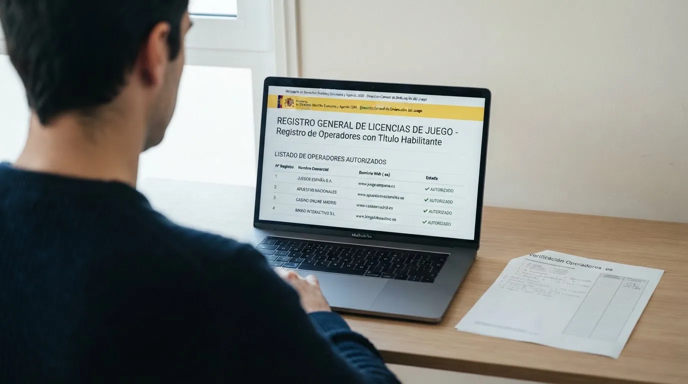 Captura parcial del registro público de operadores de la DGOJ en ordenacionjuego.es con el listado de licencias activas y dominios .es autorizados